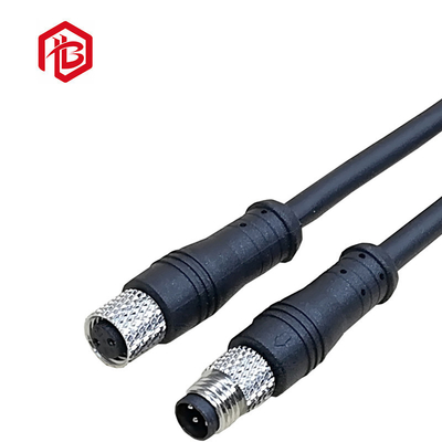 110V 220V 3Pin M8 Waterproof Data Connector 10 Feet Black Color For Electrical Equipment