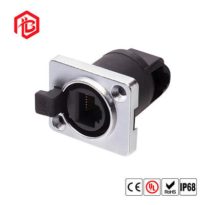 Comprar IP68 Impermeável 8-Pin RJ45 Ethernet Jack Panel Mount Connector com contatos de cobre Nylon Housing para RF FPC Sistemas de Energia Solar online manufacture
