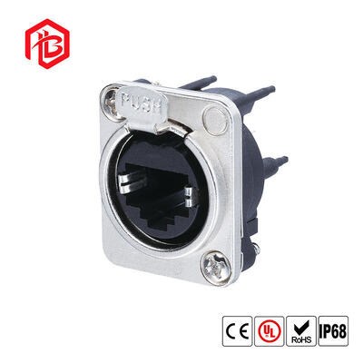 IP68 Waterproof 8-Pin RJ45 Ethernet Jack Panel Mount Connector with Copper Contacts Nylon Housing for RF FPC Solar Power Systems