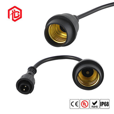 E27 Outdoor Waterproof 10A Copper Electric Lamp Socket with Soft Cord Nylon Housing IP65 for Solar Power System and Male/Female