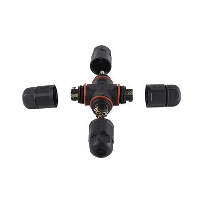 Assembly Screw Fixing Splitter AC/DC Connector Copper Contact Male/Female Nylon IP68 Waterproof Outdoor LED PCB/UHF/RF 6A